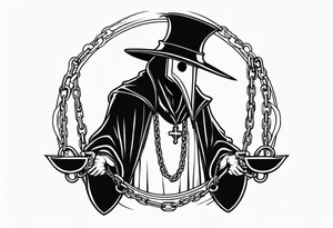 plague doctor holding chains tattoo idea