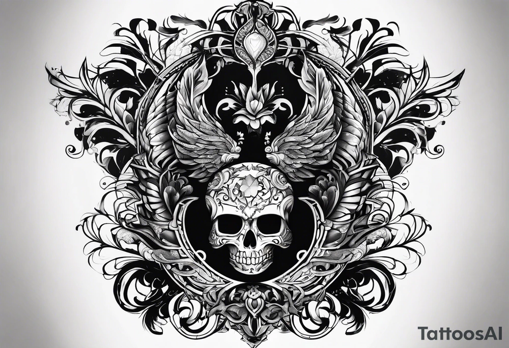 Visualise a tattoo that visualize a reminder for my self how I conquered the fear of death, in a sexy manly way that flows with the shape of the arm tattoo idea
