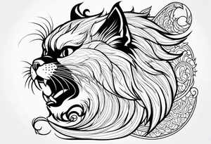 Powerful Himalayan cat that looks like a dragon roaring tattoo idea