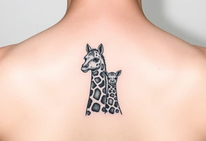 Dos jirafas hermanas. El hermano mayor de color azul y la pequeña de color amarillo. Un diseño minimalista y para un tatuaje pequeño tattoo idea
