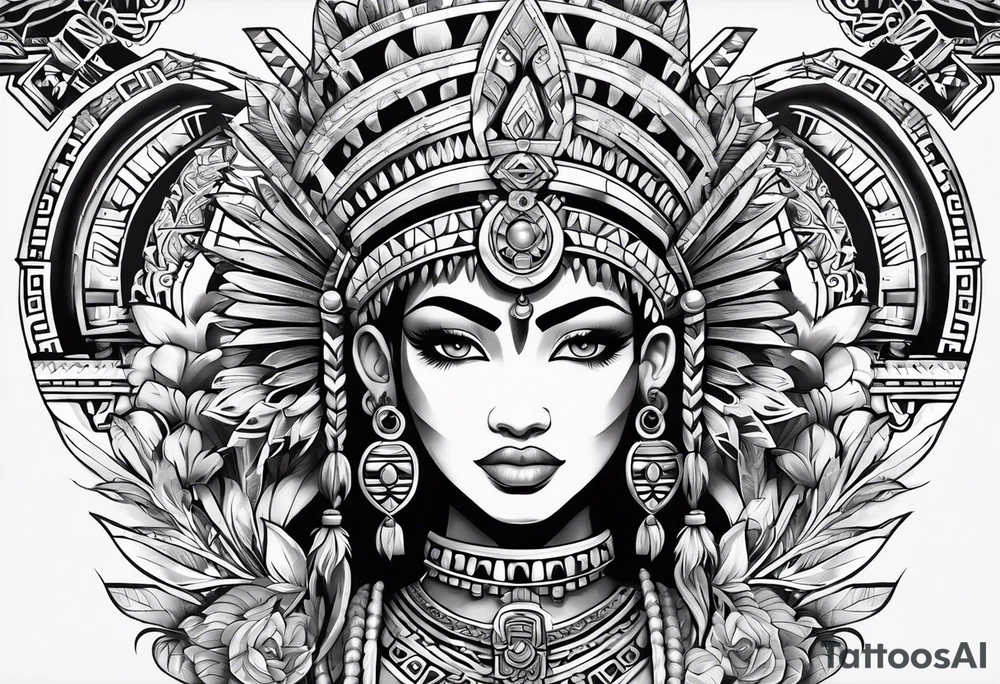 Aztec princess, ollin symbol tattoo idea