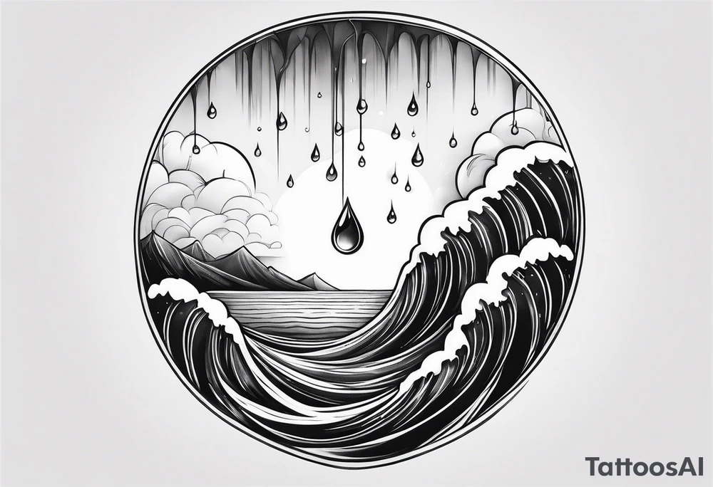 water drop falling into ocean tattoo idea