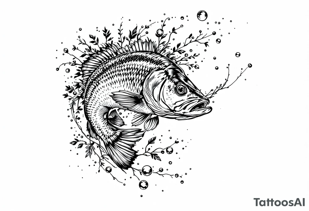 bass an fish in water sleeveless tattoo idea