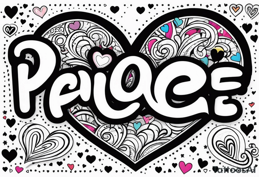 The name Paige with fine line hearts drawn with a welding tip tattoo idea