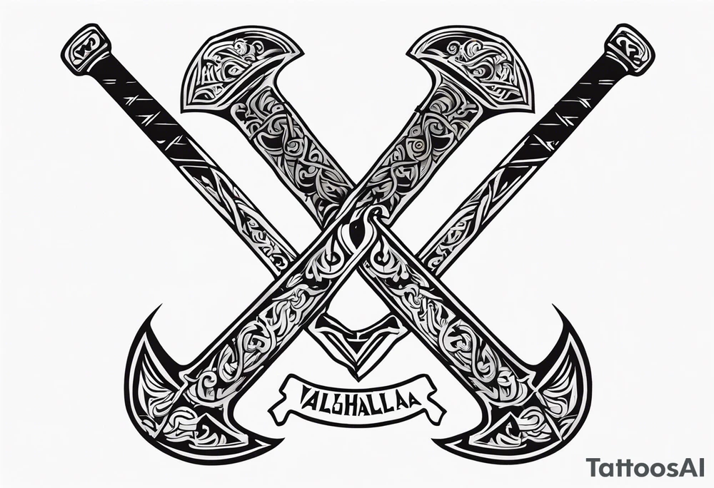 Valhalla axe sword tattoo idea