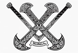 Valhalla axe sword tattoo idea
