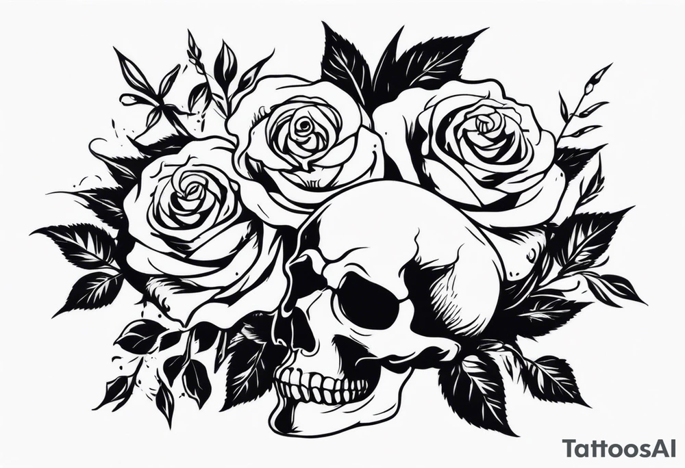 I want free skulls on top of each other melting into each other in the background being roses tattoo idea