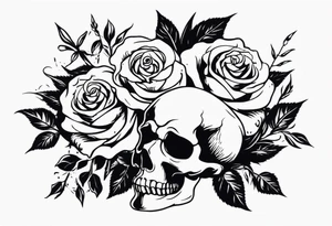 I want free skulls on top of each other melting into each other in the background being roses tattoo idea
