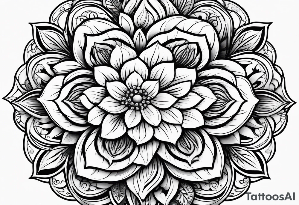 flowers, leaves mandala tattoo idea