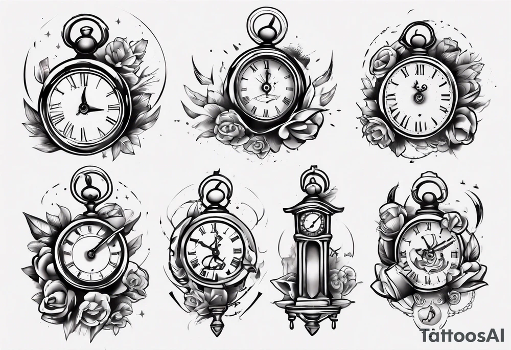 Baby clock name tattoo idea