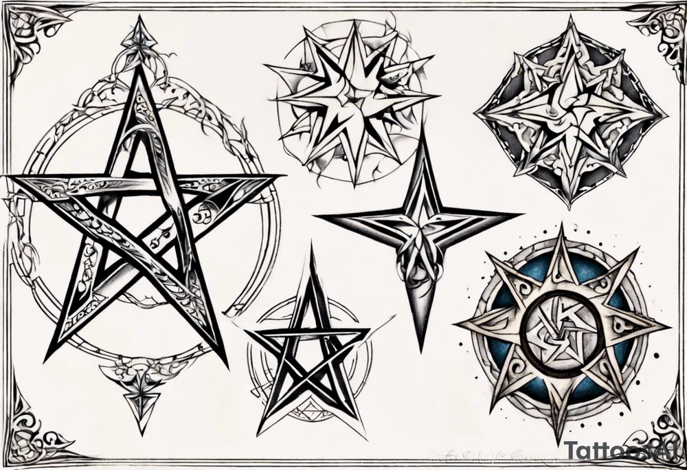 pentangle vertical tattoo idea