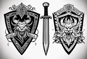 Valhalla sword shield tattoo idea