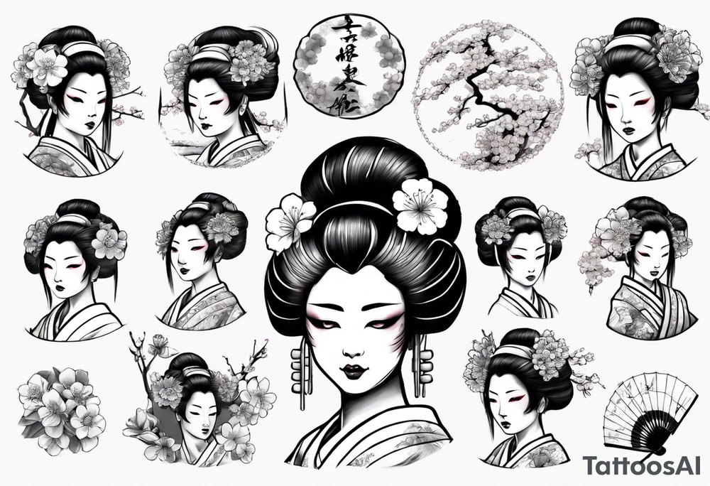 Geisha sakura tattoo idea
