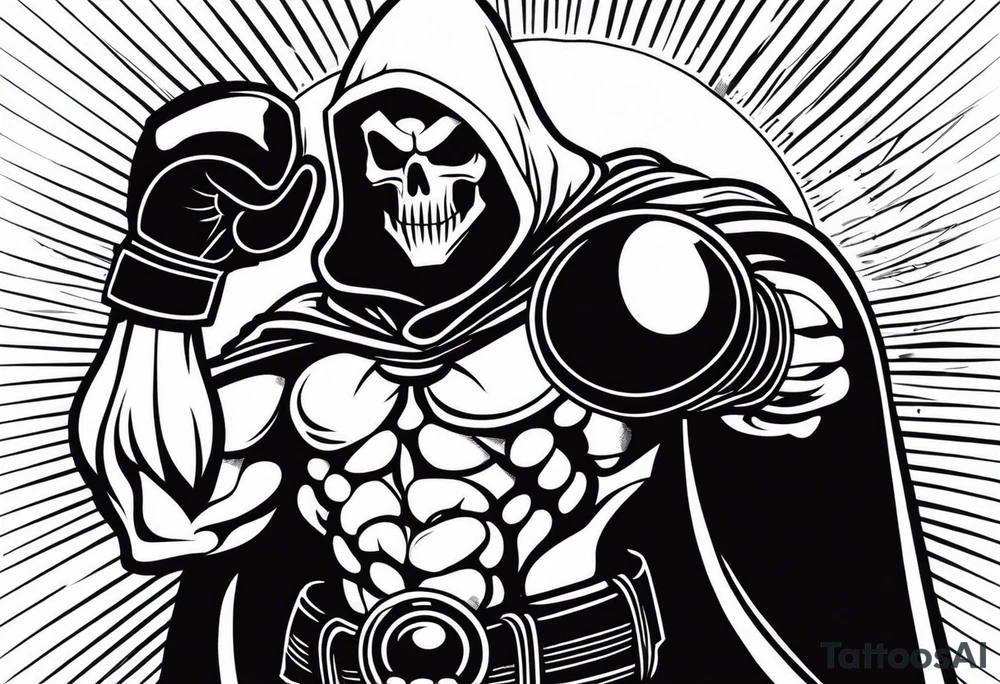 Reaper with boxing gloves tattoo idea