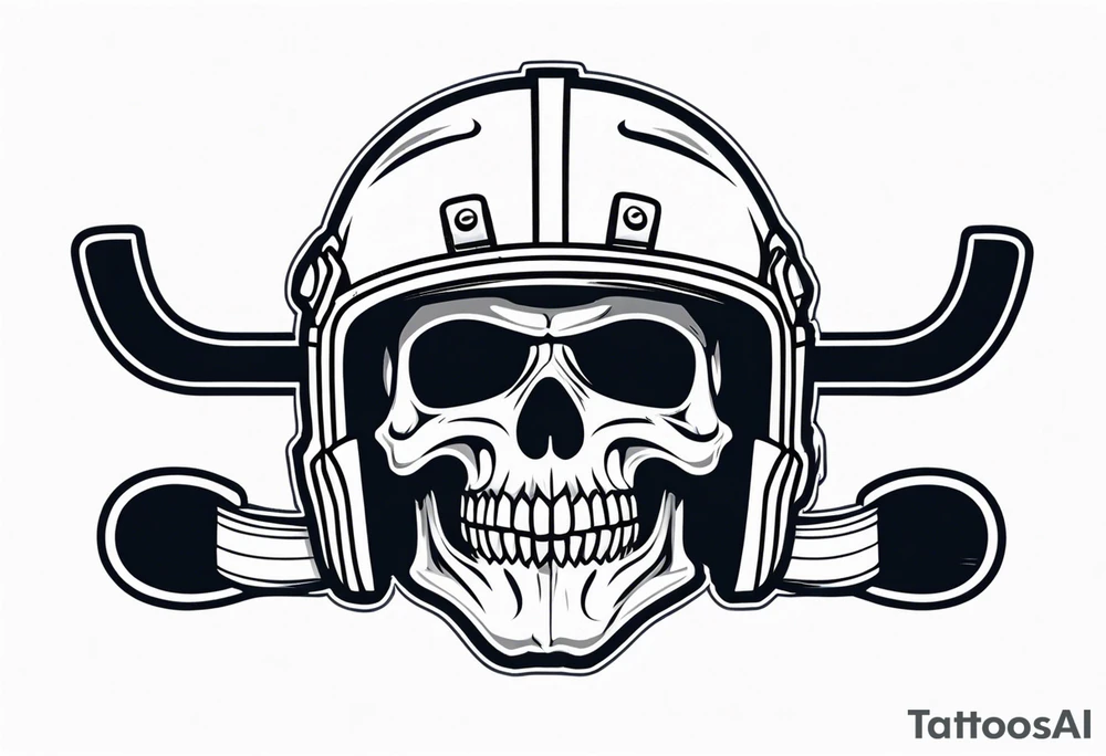 hockey skull mis shaped jaw and 
with helmet and puck tattoo idea