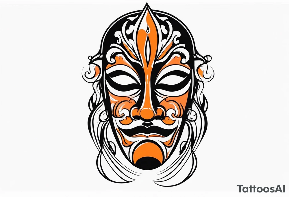 Crying mask that is orange and black tattoo idea