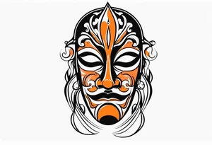 Crying mask that is orange and black tattoo idea