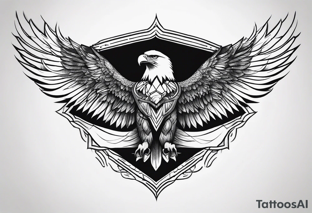 Manly eagle chest shoulder to shoulder tattoo idea