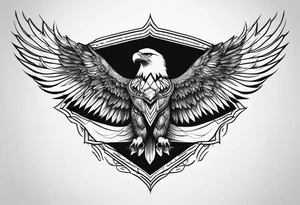 Manly eagle chest shoulder to shoulder tattoo idea