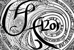 Spiraling down arm, Roman numeral of these dates 12/26/1997, 12/12/1998, 02/28/2019, 06/17/2023 tattoo idea