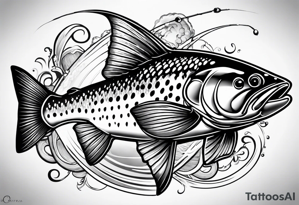 fly fishing trout tattoo idea