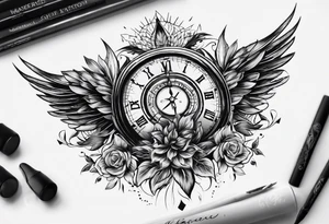 kompass mit L un C tattoo idea