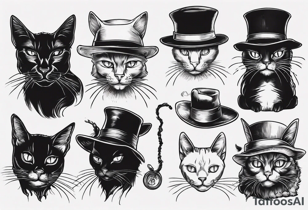 black cat with a hat tattoo idea