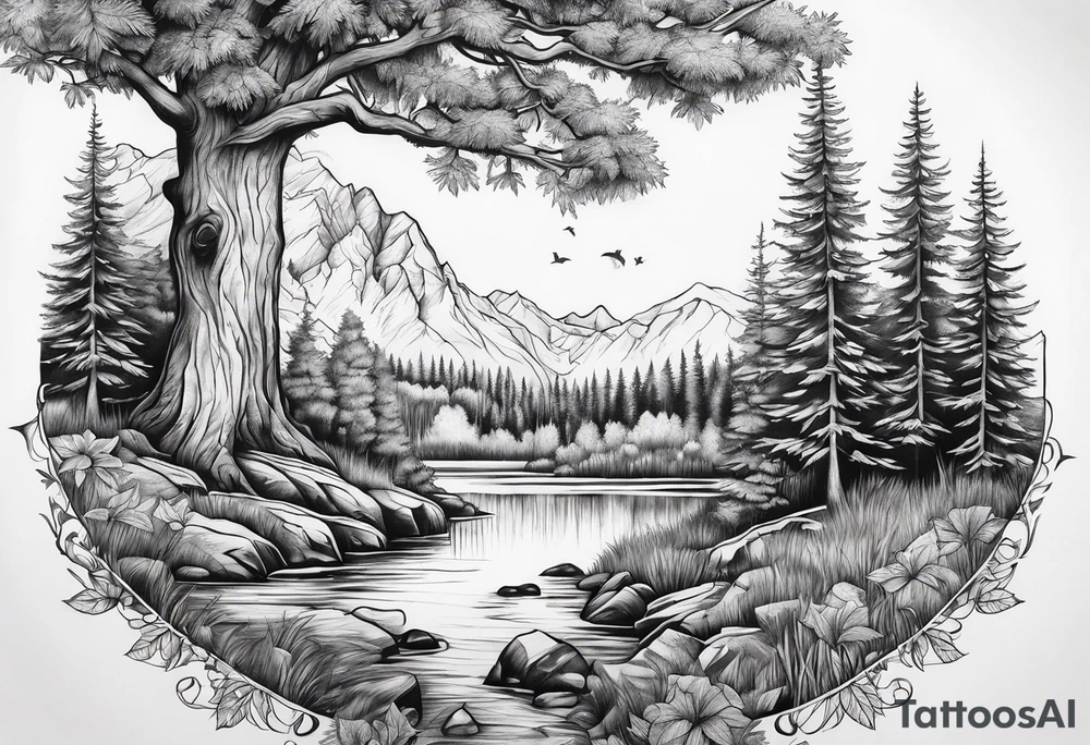 Woodland scene tattoo idea