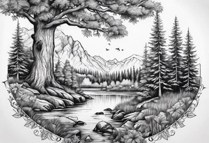 Woodland scene tattoo idea
