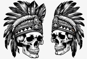 Skull with indian hat tattoo idea