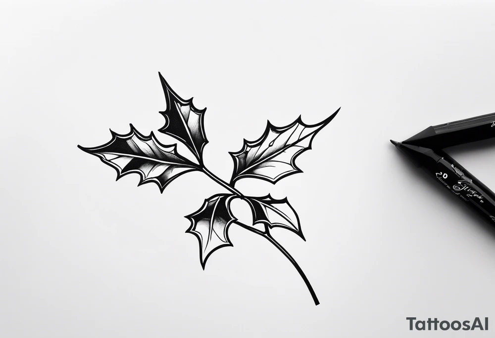 single stem holly flower tattoo idea