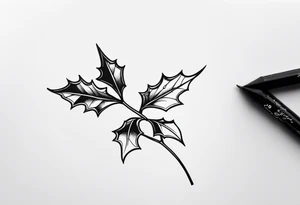 single stem holly flower tattoo idea