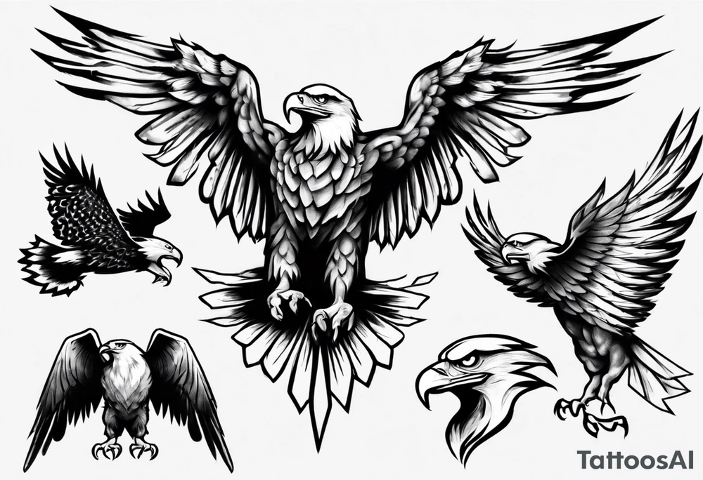 free bird eagle and American flag tattoo idea