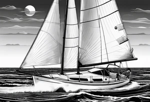 sailboat sail patched in such a way that it resembles a maritime lighthouse. tattoo idea