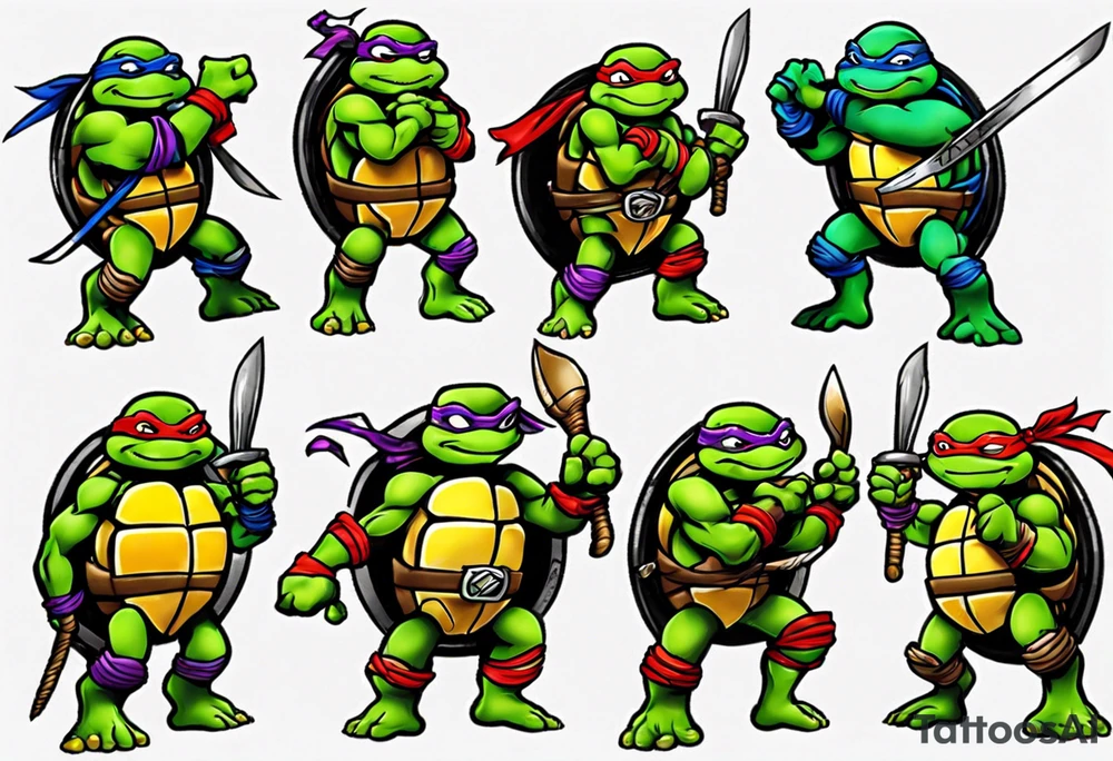 teenage mutant ninja turtles arm sleeve tattoo idea