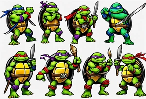 teenage mutant ninja turtles arm sleeve tattoo idea