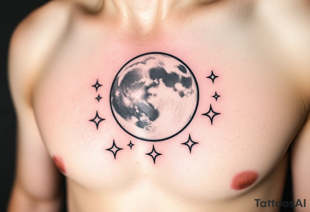 Moon and stars tattoo idea