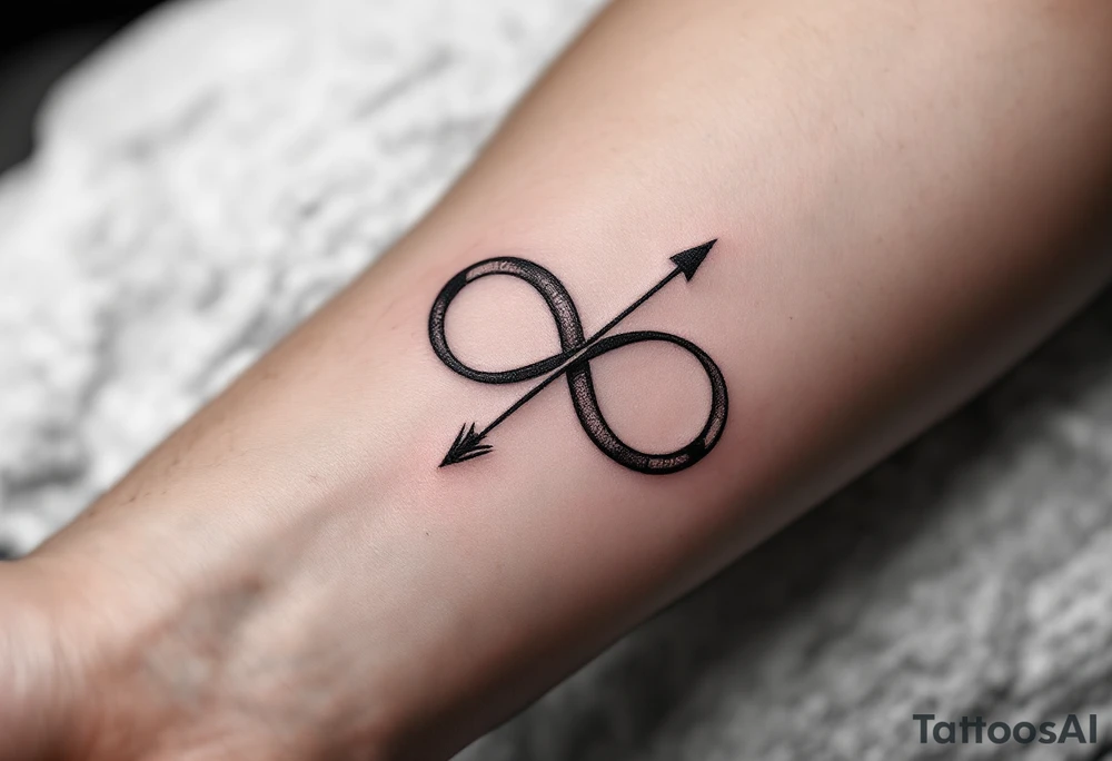 An arrow looping into an infinity symbol tattoo idea