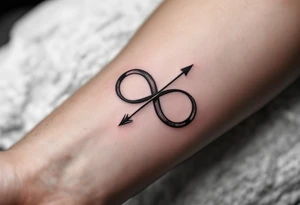 An arrow looping into an infinity symbol tattoo idea