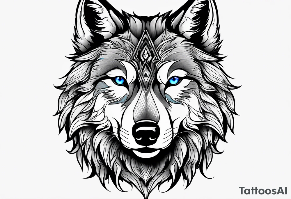 wolf with blue eyes tattoo idea