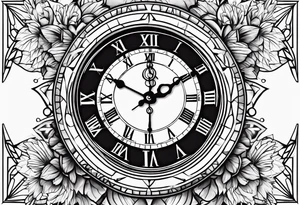 Children’s name, time piece tattoo idea