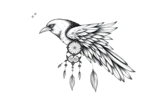 Raven dream catcher milky way moon shooting star tattoo idea