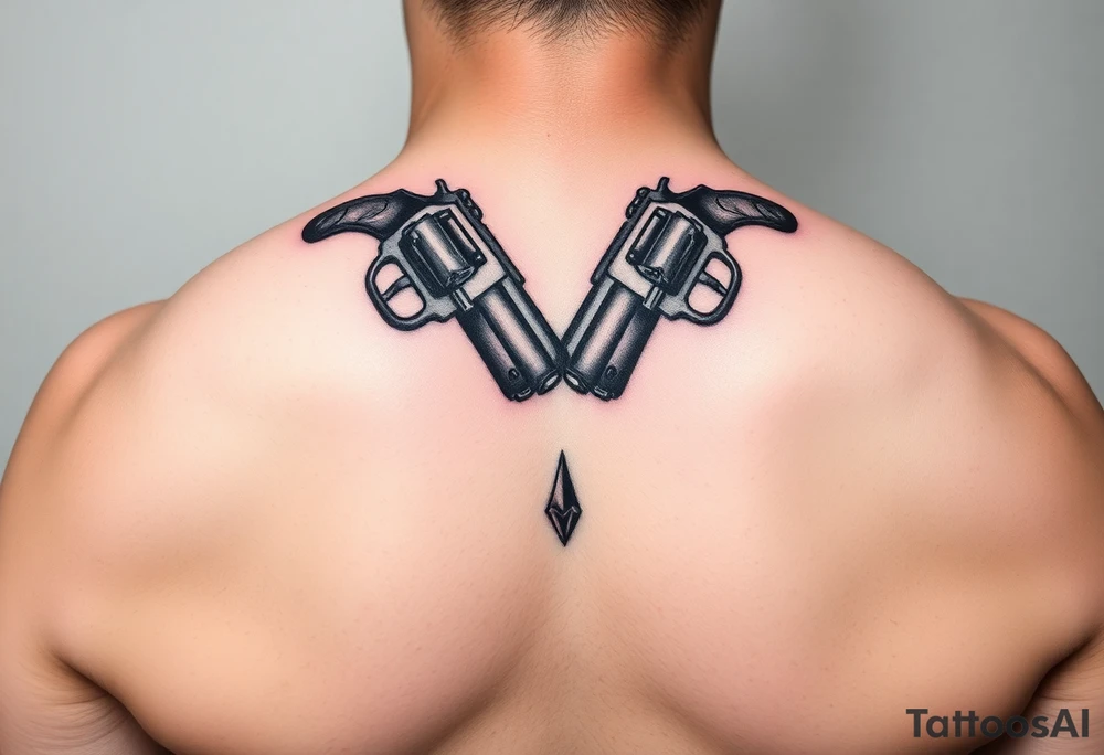 Melting diamond 
2 revolvers pointing down with barrels crossing one another tattoo idea