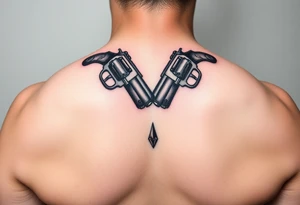 Melting diamond 
2 revolvers pointing down with barrels crossing one another tattoo idea