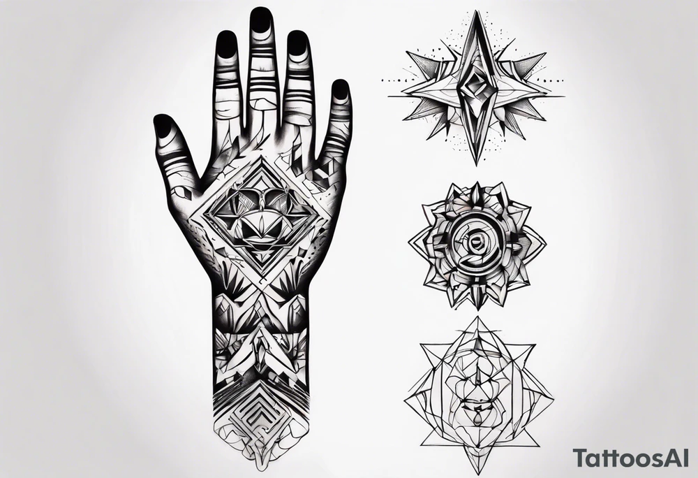 abstract tattoo on the hand tattoo idea