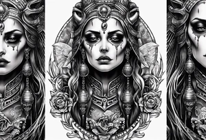 Mujer demonio calavera tattoo idea