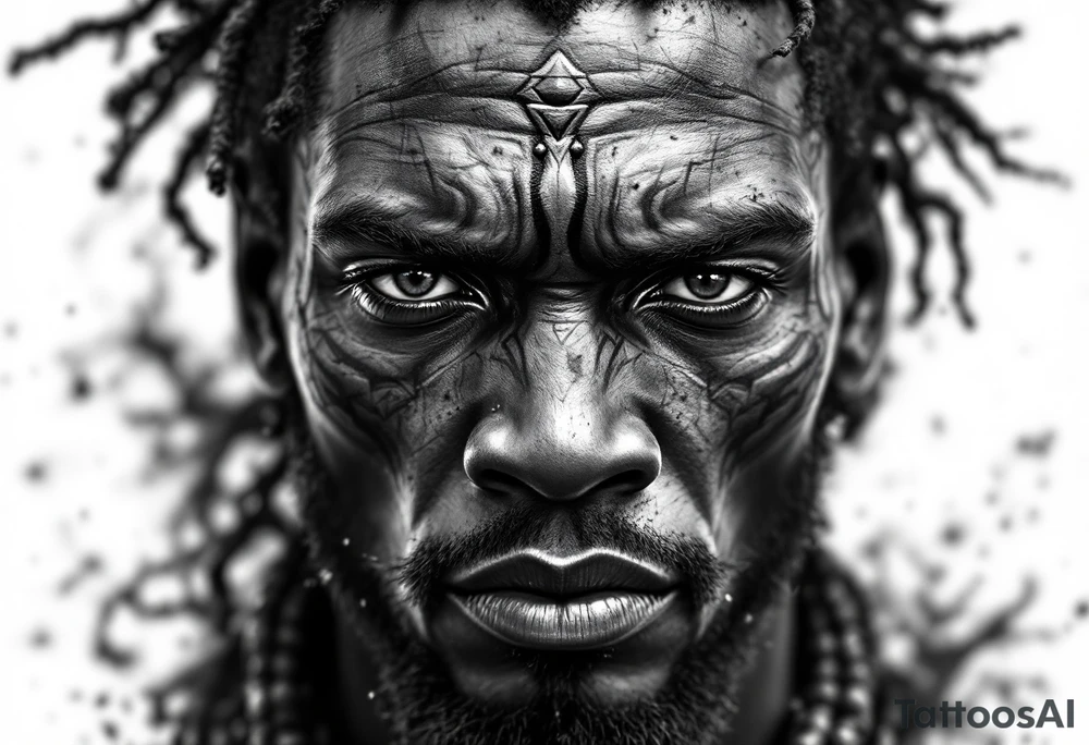 Black African god tribal tattoo idea