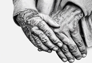 Grandfather reaching to grandson tattoo idea