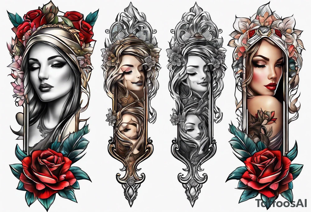 Memorial lower leg sleeve for mom tattoo idea