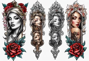 Memorial lower leg sleeve for mom tattoo idea
